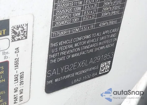 2020 Land Rover Range Rover Velar P250 S from USA, damaged, VIN SALYB2EX6LA291853